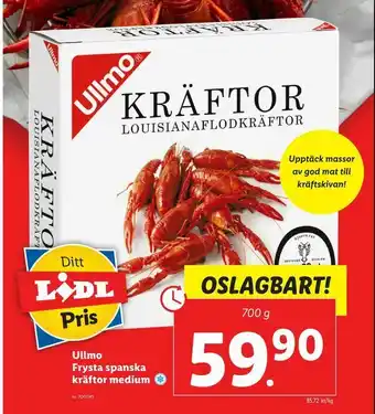 Lidl Ullmo Frysta spanska kräftor medium erbjuda
