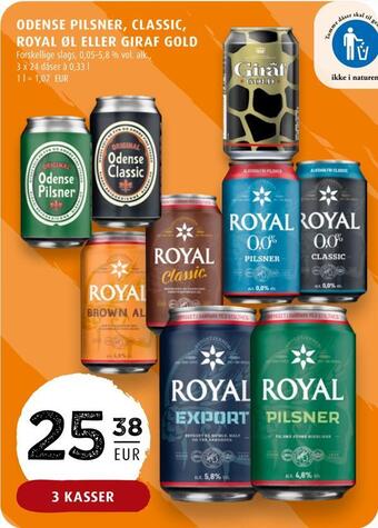 Scandinavian Park Odense pilsner, classic, royal øl eller giraf gold erbjuda