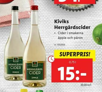 Lidl Kiviks Herrgårdscider erbjuda