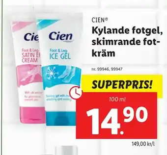 Kylande fotgel, skimrande fotkräm