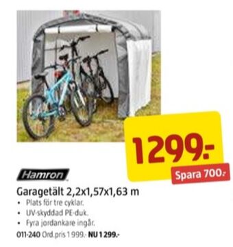 Jula Hamron garagetält erbjuda