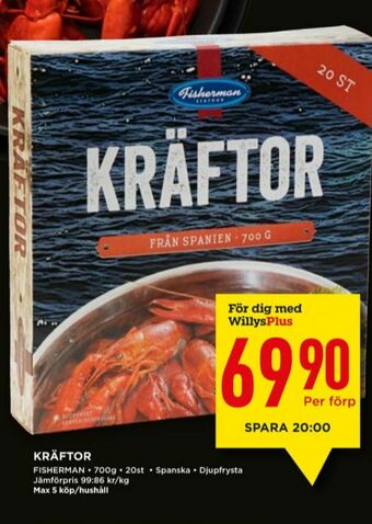 Willys Fisherman Seafood Kräftor erbjuda