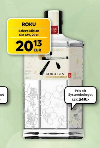 Border Shop Roku Gin Select Gin erbjuda