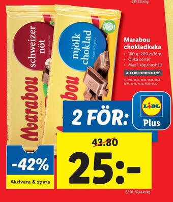 Lidl Marabou chokladkaka erbjuda