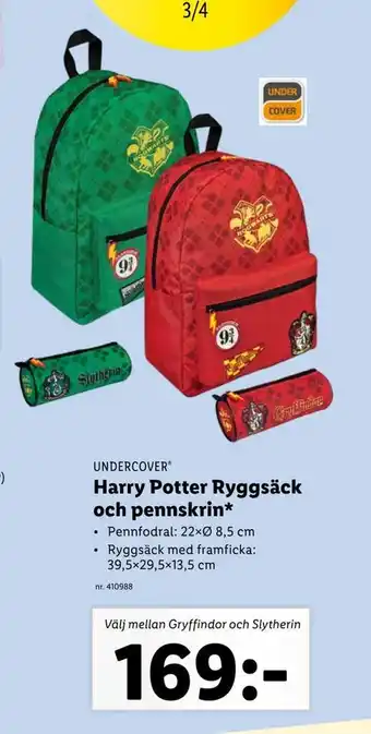 Lidl Harry potter ryggsäck och pennskrin erbjuda