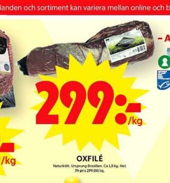 ICA Maxi Naturkött oxfilé erbjuda