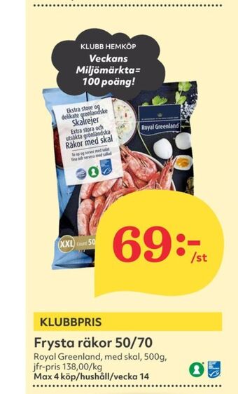 Hemköp Royal greenland räkor med skal erbjuda