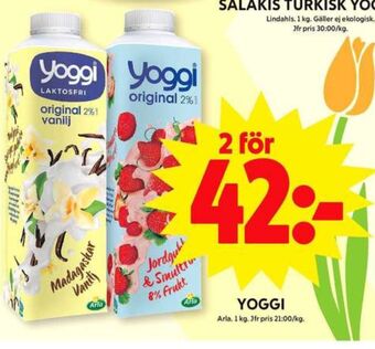 ICA Maxi Yoggi yoghurt erbjuda