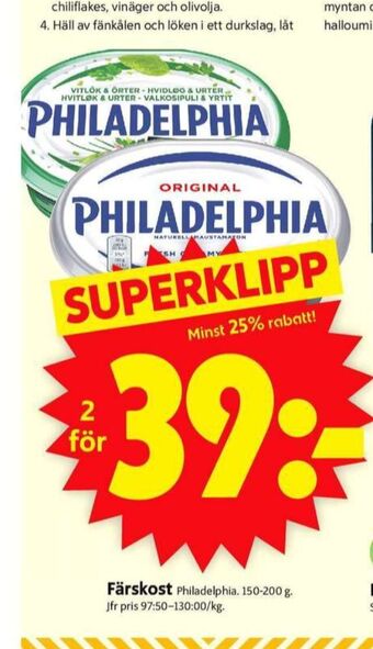 ICA Supermarket Philadelphia färskost erbjuda