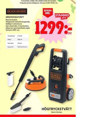 ICA Maxi Black&decker högtryckstvätt erbjuda