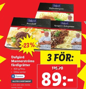 Lidl Dafgård Mannerströms Färdigrätter erbjuda