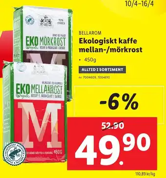 Lidl Ekologisk Kaffe Mellan-/Mörkrost erbjuda