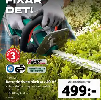 Lidl Batteridriven Häcksax 20V erbjuda