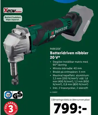 Lidl Batteridriven Nibbler 20V erbjuda