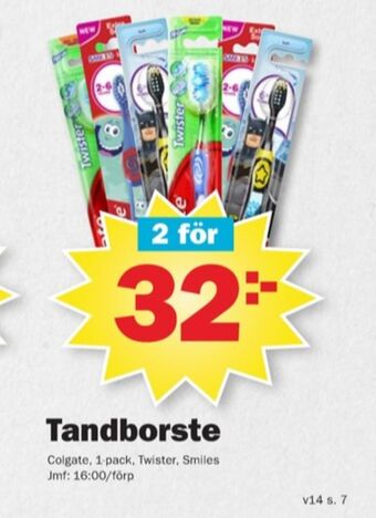 Pekås Colgate tandborste erbjuda