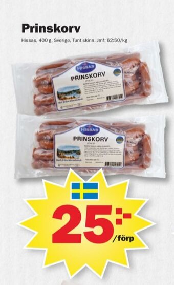 Pekås Hissas prinskorv erbjuda