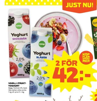 Stora Coop Coop yoghurt erbjuda
