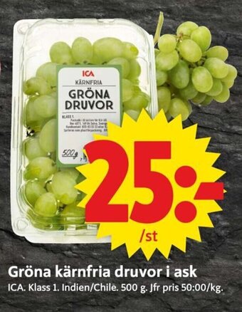 Gröna Kärnfria Druvor i Ask