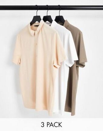 ASOS Asos design – flerfärgade skjortor av jersey med knäppning, 3-pack erbjuda