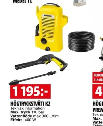 Bauhaus Högtryckstvätt k2 erbjuda