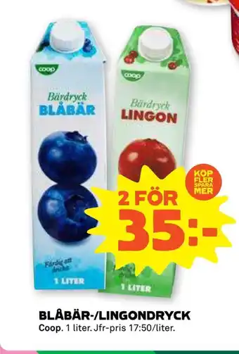 Coop Forum Blåbär-/lingondryck erbjuda