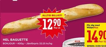 Willys Hel baguette erbjuda