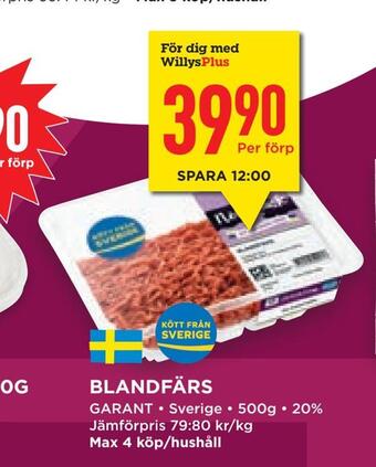 Willys Hemma Blandfärs erbjuda