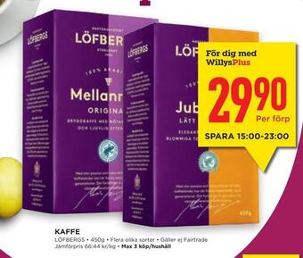 Willys Hemma Kaffe erbjuda