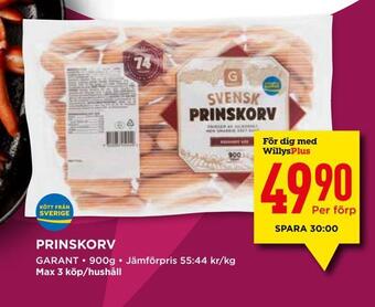 Willys Prinskorv erbjuda