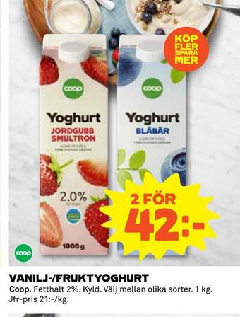 Coop Vanilj-/fruktyoghurt erbjuda