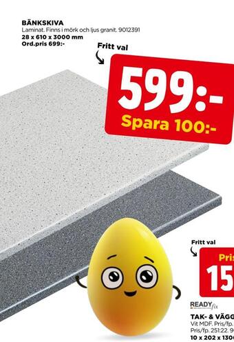 Jem&Fix Bänkskiva erbjuda