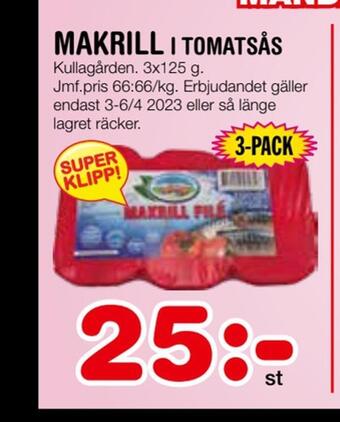Nya Pulsen Makrill i tomatsås erbjuda
