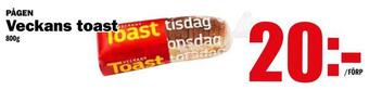Matdax Veckans toast erbjuda