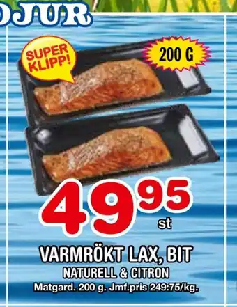Nya Pulsen Varmrökt lax, bit erbjuda