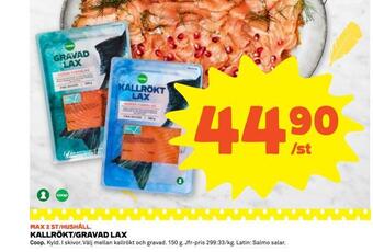 Coop Extra Kallrökt/gravad lax erbjuda