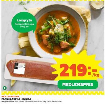 Coop Extra Färsk laxfilé helsida erbjuda