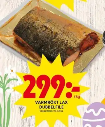 ICA Kvantum Varmrökt Lax Dubbelfile erbjuda
