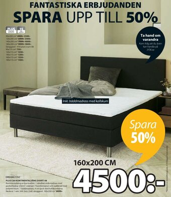 JYSK Dreamzone Plus C60 Kontinentalsång Svart-08 160x200cm erbjuda