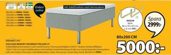 JYSK Dreamzone Gold B20 Memory Resårbotten Grå-27 erbjuda