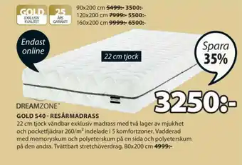 JYSK Dreamzone Gold S40-Resårmadrass 80x200cm erbjuda