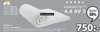 JYSK Dreamzone Gold T25 - Bäddmadrass 80x200cm erbjuda