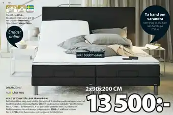 JYSK Fast Lågt Pris Gold E5 Foam Ställbar Säng Grå-40 2x90x200cm erbjuda
