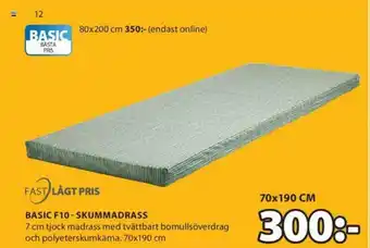 JYSK Fast Lågt Pris Basic F10 - Skummadrass 70x190cm erbjuda