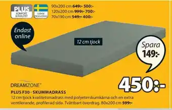 JYSK Dreamzone Plus F30 - Skummadrass 80x200cm erbjuda