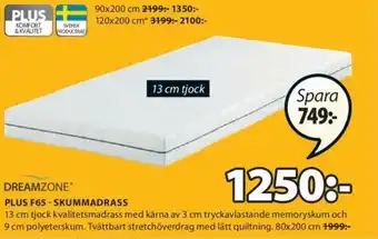 JYSK Dreamzone Plus F65 - Skummadrass 80x200cm erbjuda