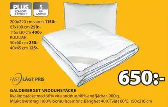 JYSK Fast Lågt Pris Galdeberget Anddunstäcke 150x210cm erbjuda