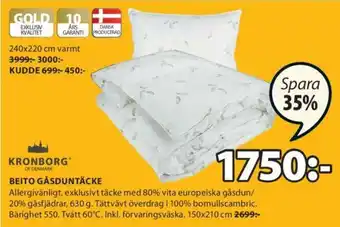 JYSK Fast Lågt Pris Beito Gåsduntäcke 150x210cm erbjuda