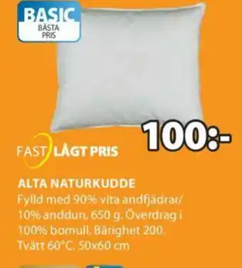JYSK Fast Lågt Pris Alta Naturkudde 50x60cm erbjuda