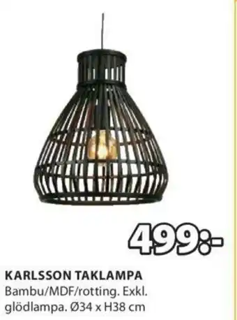 JYSK Karlsson Taklampa Ø34 x H38cm erbjuda