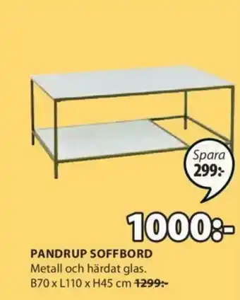 JYSK Pandrup Soffbord B70 x L110 x H45cm erbjuda